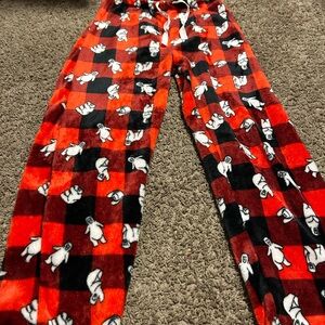 Red and black plaid pjs w polar bear design